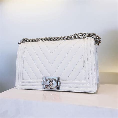 chanel led boy bag white|Chanel boy bag medium white.